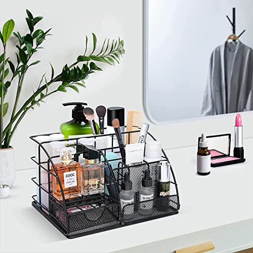 Juopiea Desk Organizers And Accessories Office Supplies Organizer With Pen Holder, 72 Clips Set And Phone Stand, Metal Mesh Desktop Organizers With Drawer For Home, Office, School Ect (Black) #TOP5