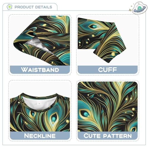 Peacock Feather Blue Art Kids Sweatshirt Soft Long Sleeve Pullover Crewneck Tops Shirts for Boys Girls3