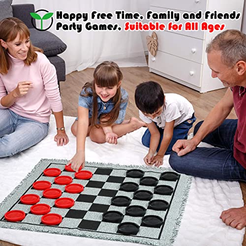 Chdousha CHDOUSHA-001 Giant Checkers Board Game Set,3 In 1 Tic Tac Toe Board Draughts Reversible Rug Game thumb #1