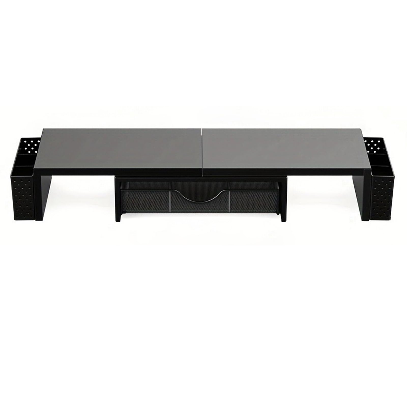 CLBDRESS Dual Monitor Stand Riser with Drawer and 2 Pen Holders Desk Organizer (Black)