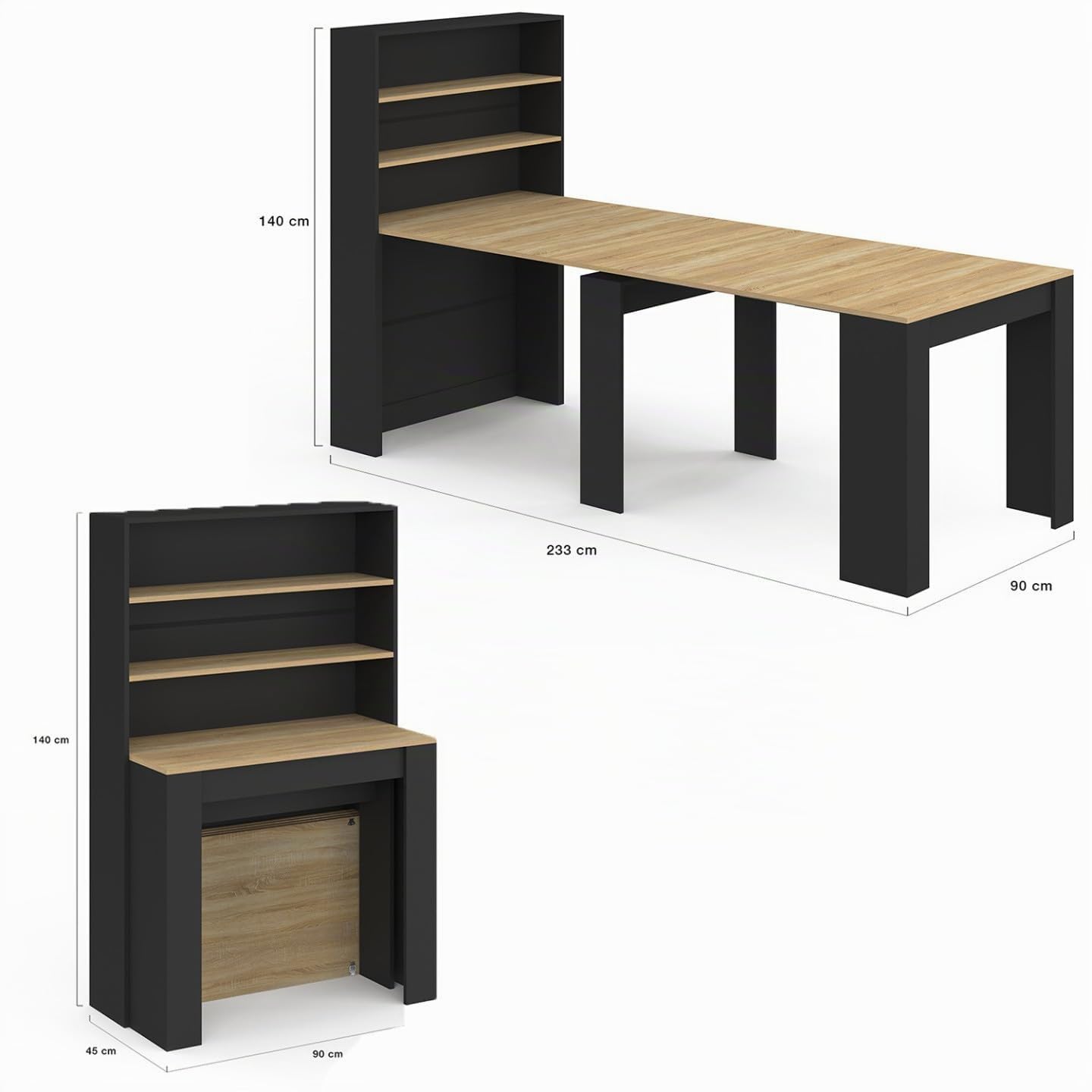 IDMarket - Table Buffet Haut Extensible Orlando 8 Personnes 235 cm
