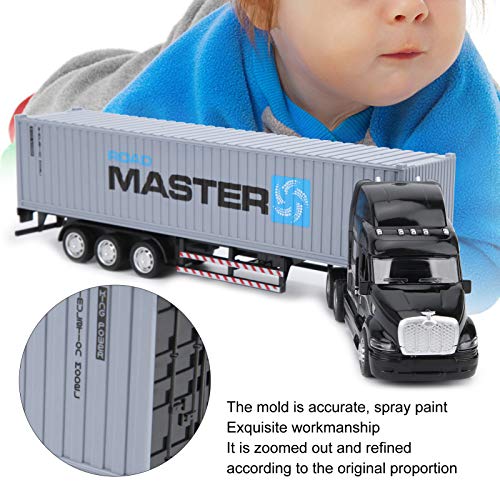 Ritoeasysports Pull Back Car Toy, High Simulation Alloy Container Truck Car Model With Sound Light Kid Vehicles Toys ((Black + Gray)) Hand -Made Toys #TOP4