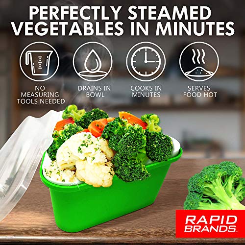 Jen Widerstrom Rapid Veggie Steamer | Microwave Fresh & Frozen Vegetables in Less Than 4 Minutes | Perfect for Dorm, Small Kitchen, or Office | Dishwasher-Safe, Microwaveable, BPA-Free