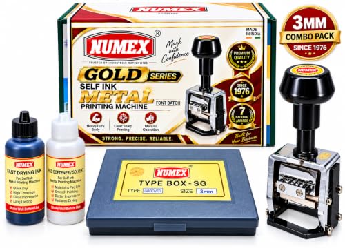 Image of NUMEX 3MM Metal Font Batch Printing Stamp | Heavy Duty Manual Coding Stamp | Prints Batch No., MFG Date, EXP Date & MRP | for 400g-1kg Pouches, Bags, Labels & Craft Use | Made in India