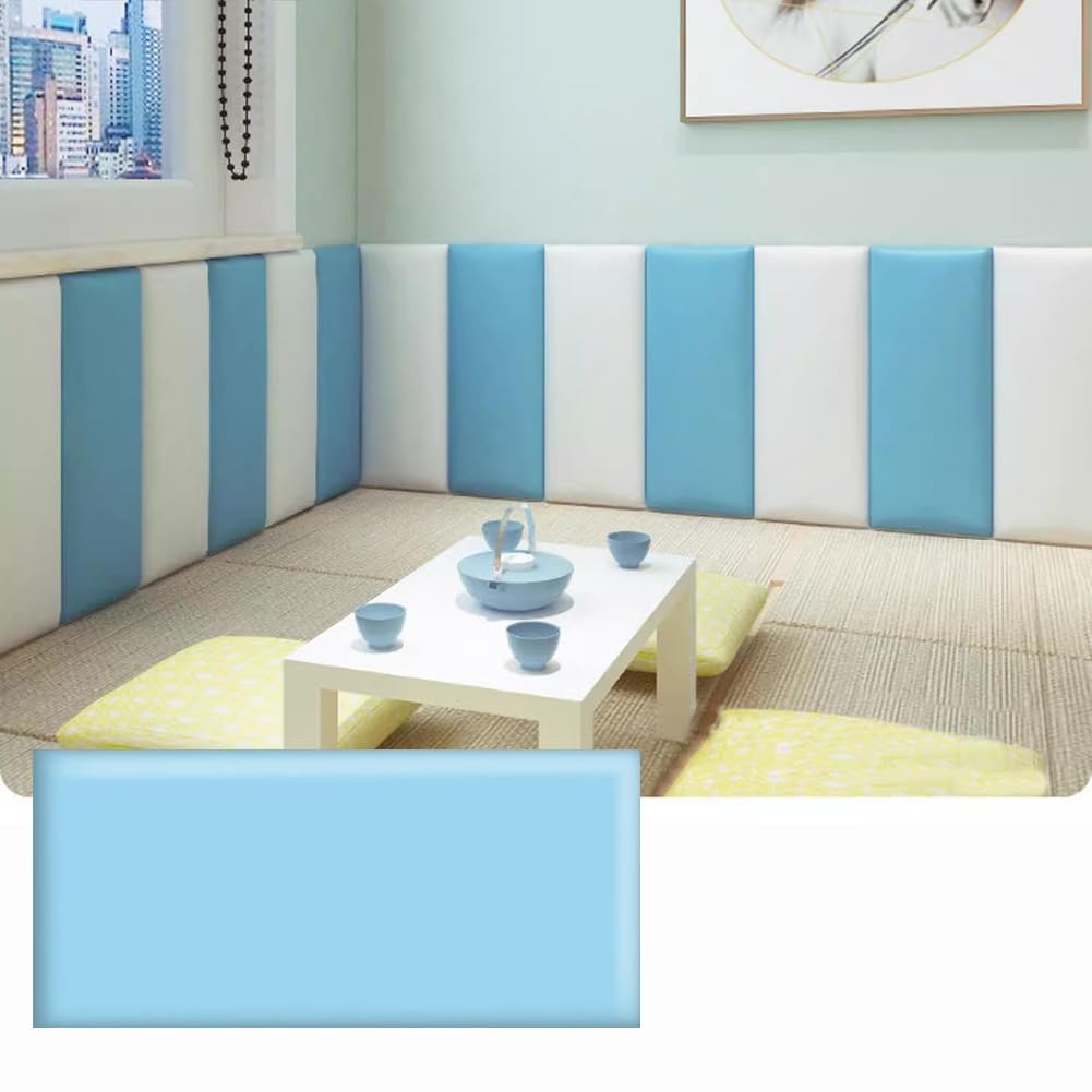 Decake Azure 3D Anti-Collision Wall Padding For Bedroom, Peel And Stick Headboard/Wall Stickers, Home Decorative Upholstered Panels,,25X50cm