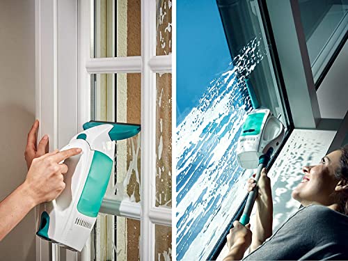 Leifheit Fenstersauger Set Dry & Clean mit Stiel & Einwascher und zweiter Düse für 360° streifenfreie Reinigung, verwendbar bis zu 38 min, Fensterreiniger mit Stand-by-Automatik und Click-System – Bild 6