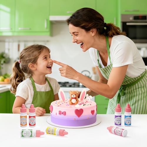 Image of Natural Food Coloring, Cherrysea 7 Vibrant Liquid Colors for Easter Egg Baking, FD&C & Artificial Dye Free Edible Dye Formula for Cake Cookie Decorating, Buttercream, Frosting & Slime, 6ml Dropper Bottles