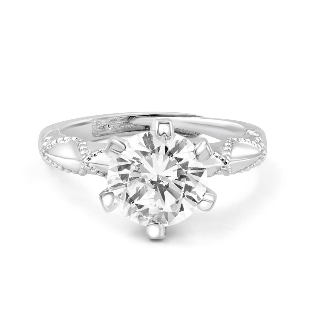 925 Sterling Pure Silver Solitary Royal Love Ring, Adjustable | American Diamond Cut | Gifts For Women & Girls |With Certificate of Authenticity | Certified-image-40