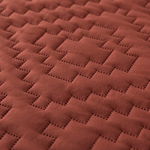 R.share Burnt Orange Queen Size Quilt Bedding Sets With Pillow Shams, Boho Full Lightweight Soft Bedspread Coverlet, Quilted Blanket Thin Comforter Bed Cover For All Season, 3 Pieces, 90X90 Inches #TOP4