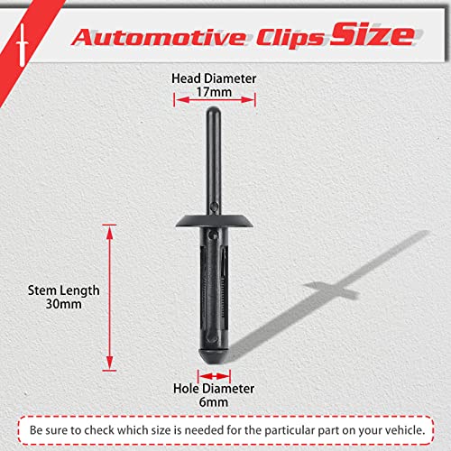 Image of OTUAYAUTO 100PCS Plastic Rivet Clip, Replacement for Jeep Wrangler 07-23, Chrysler 300 99-10, Dodge Avenger 08-14, Nylon Fastener Replace OEM:10184895 6506007AA 6501559 N803862-S