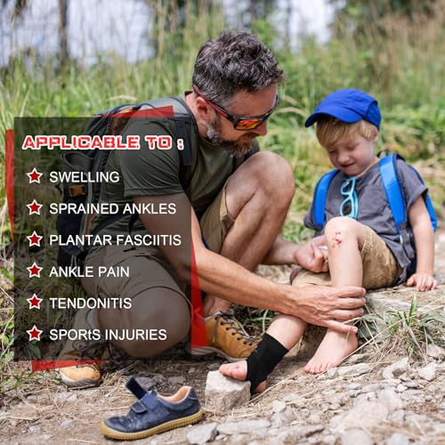 Image of Honoson 2 Pcs Ankle Brace Kid Ankle Support Youth Neoprene Lace up Compression Sleeve Foot Brace Stabilizer with Adjustable Strap for Sport Sprained Plantar Fasciitis Achilles Tendonitis(Black,L)