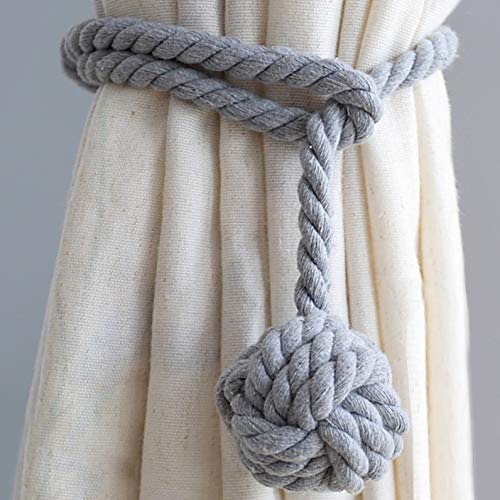 ODOMY Un par de clips de cuerda de cortina para tejer a mano, con una sola bola (gris) Cover