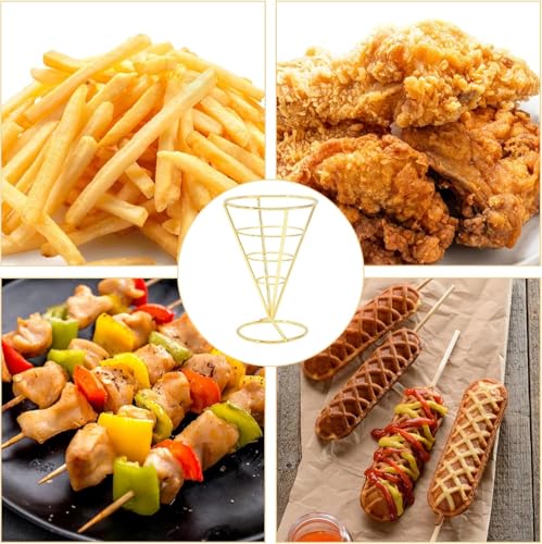 YouXiaor Edelstahl Pommes Ständer, 3Stück Kegelform Pommes Frites Halter Pommeshalter Edelstahl Pommestütenhalter Pommestüten Halter Französische Pommes Stehen Korb Spitztüten-Ständer für Pommes