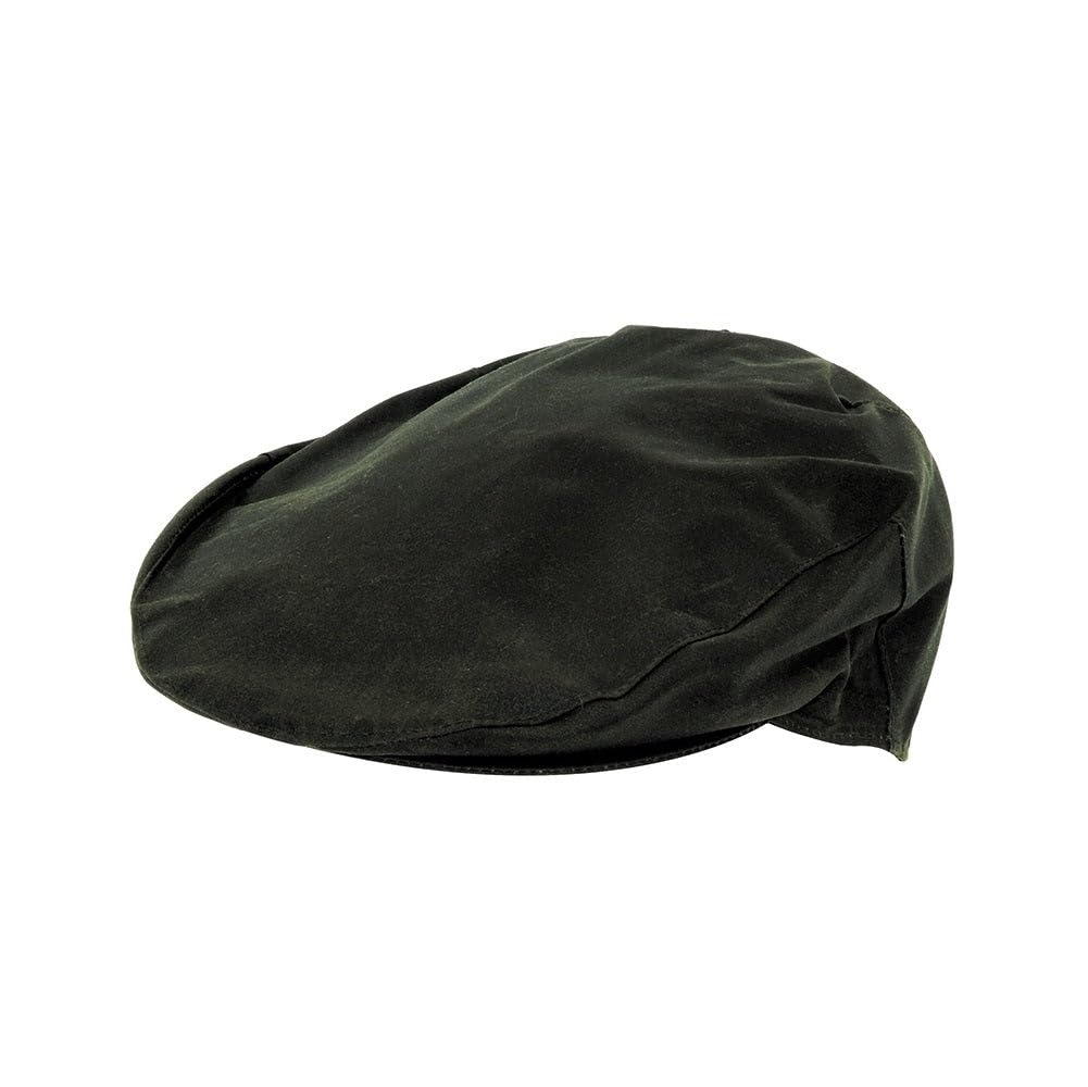 Hoggs of Fife Waxed Cap Olive - 100% Cotton, Tartan Lining in Polycotton