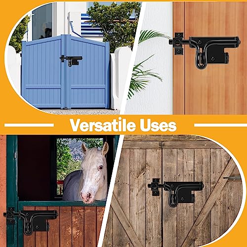 Image of Door Lock Bolt Gate Latch - 3 Pack Heavy Duty Fence Slide Latches Outdoor Doors Latches Hardware Gates Locks Black Barrel Bolt Locking Sliding Bolt Latch Padlock Hole for Wooden Fence Yard Shed Barn