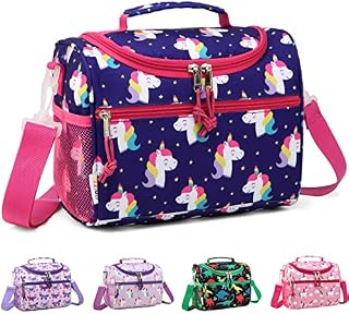 RAVUO Lunch Bag for Girls, Insulated Cute Unicorn Lunch Bag Cooler Lunchbox Back to School Thermal Meal Tote Kit for Toddler with Detachable Shoulder Strap