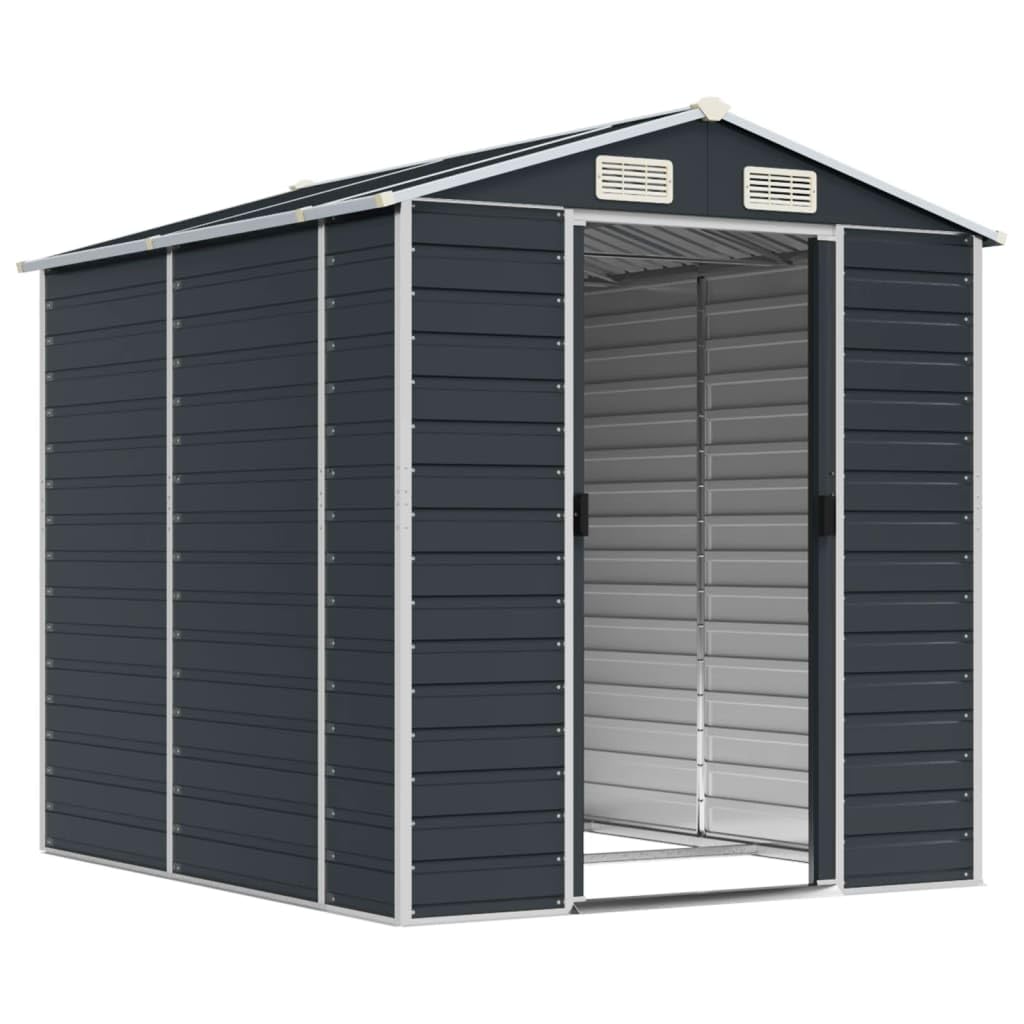 Gerätehaus Geräteschuppen Gartenhaus Garten Schuppen Metallgerätehaus Wetterfester Gartenschuppen für Fahrrad & Gartengeräte Anthrazit 191x215x198 cm Verzinkter Stahl