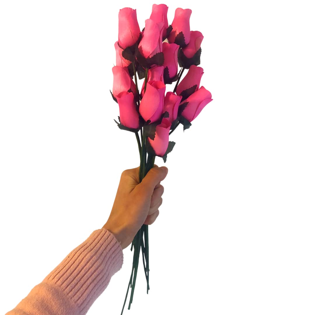 Boutons en bois longue tige NARAMAKI rose pour remplacer les fleurs fanées sans entretien