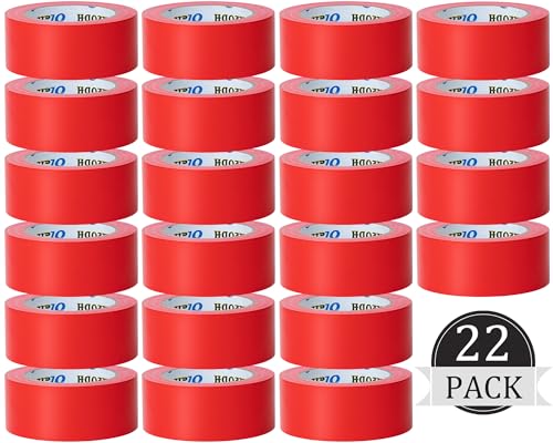 Image of Oleitodh 22 Pack Red Duct Tape Heavy Duty,8.3 Mil Thickness,2 Inches x 30 Yards,Strong Industrial Strength,Flexible,No Residue,Waterproof and Tear by Hand,Multi-Use for Indoor & Outdoor Repairs