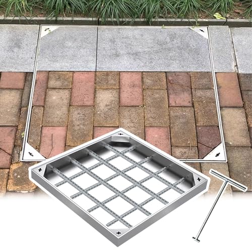 Couvercle de fosse septique robuste en acier inoxydable 95x90 cm avec base