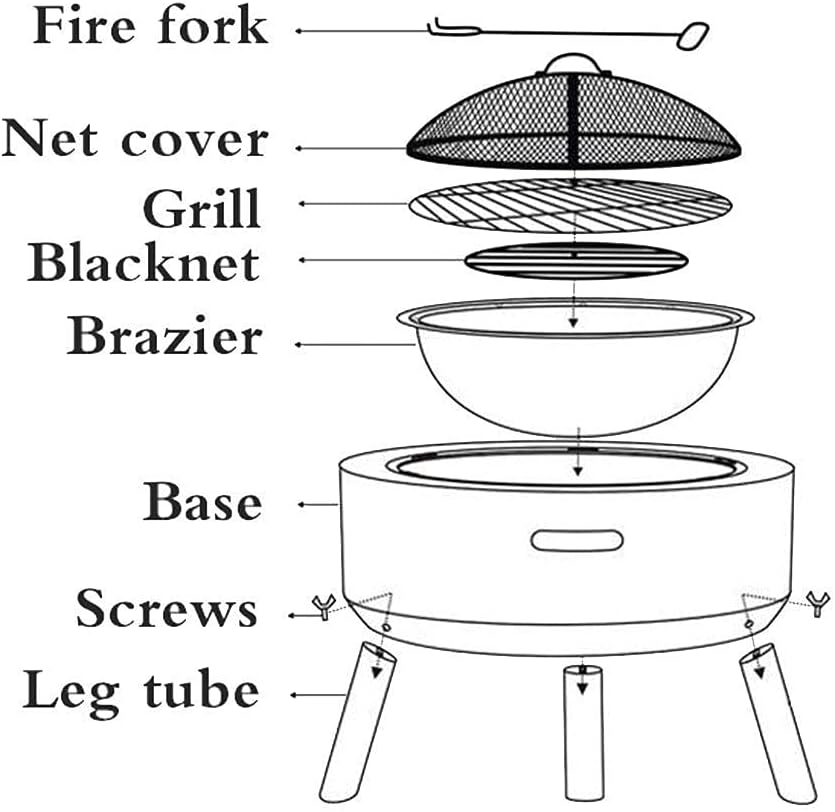 Outdoor Fire Pit Fire Pit Outdoor Barbecue Grill,Fire Pit with BBQ Grill Shelf, Fire Pit Bowl with Triangle Bracket Material Outdoor Garden Fire Grill Barbecue Rack