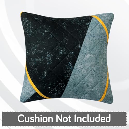 Image of HOKIPO 'Elira Series' Printed Quilted Cushion Cover for Sofa 16x16 Inches, Set of 2, Multicolor Abstract Geometry (AR-6231-C10*2)