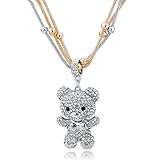 teddy kette Wunderschöne Modeschmuck Kette mit Teddy Bär Anhänger Silberfarbig mit weißen Zirkonia Steinen und Kette tricolor 3 farbig bis zu 52,5cm. Anhänger ca. 6cm groß Kette ca.52,5cm lang längenverstellbar.