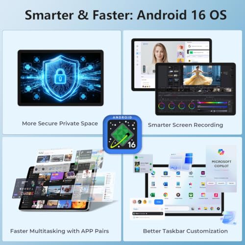 Image of Android Tablet 10 inch, Android 16 with 26GB RAM 128GB ROM with 7000 mAh | Android 16 OS Gemini AI Google GMS Certified T606 Octa-Core 10.1 inch HD Wi-Fi 6 BT 5.0 GPS 7000mAh Battery