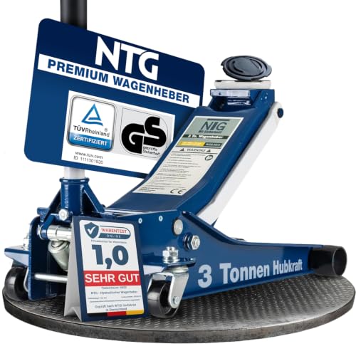 NTG Hydraulischer Wagenheber 3T - 75-505 mm - Extra flach - Blau