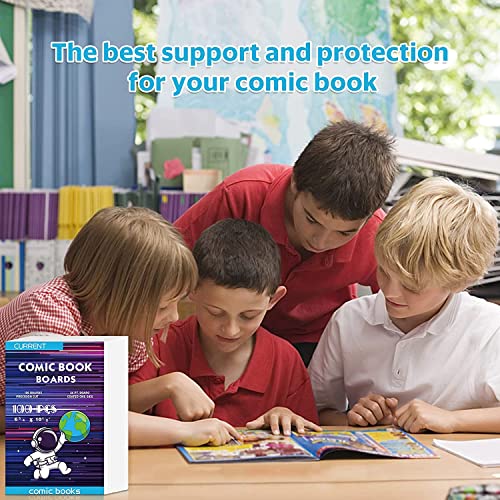 Image of YSCare 200 Comic Book Boards, Current Size Comic Book Boards, Acid-Free Backing Board,Thick and Durable Books Board for Regular Comics Archival (White)