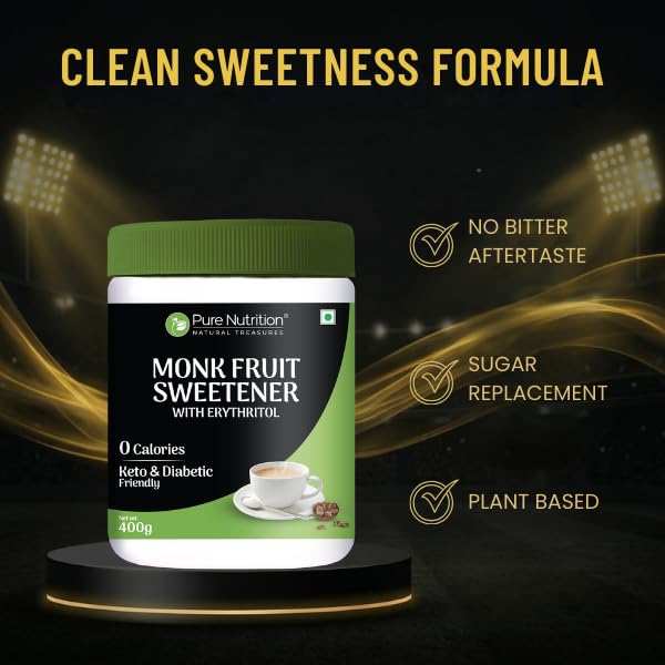 Image of Pure Nutrition Monk Fruit Powder with Erythritol 1200g | MonkFruit Powder Complex I Sugar Replacer I MonkFruit Sugar Extract For Cooking & Baking | Keto & Diabetic Friendly | Natural Sugar Alternative for Baking & Drinks (400x3)
