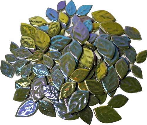 Carreaux de mosaïque en céramique de 500 g de feuilles irisées aléatoires, pièces de mosaïque en céramique créatives de 3 tailles pour l'artisanat,...
