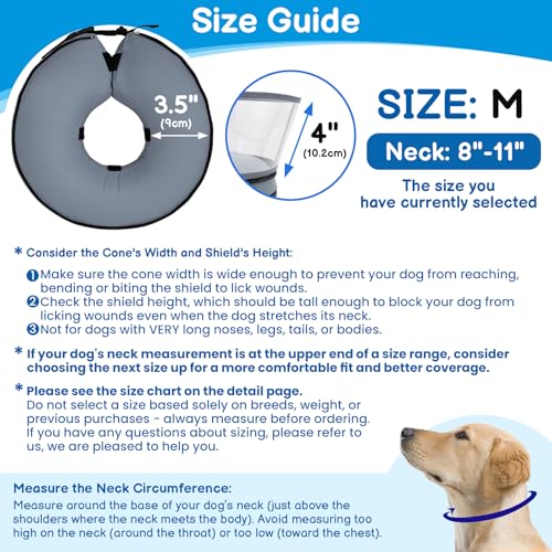 BARKLESS Donut Cone for Medium Dogs, Protective Collar After Surgery to Stop Licking, Patented Blow up Dog Surgery Collar with Transparent Shield, Inflatable Pillow Cone - Thumbnail 5