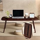YHGSYXL Japanese Floor Table - Bamboo Wood Japanese Folding Table for Tatami, Tea, Meditation, Dining - Portable & Easy Storage, No Assembly Required - Compact Design for Sitting on Floor 31.5 Inches