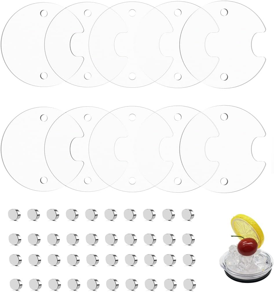 10pcs of Acrylic Blanks Tumbler Topper with magnet, Blank Acrylic Tumbler Topper Base for 20oz Tumbler Lid