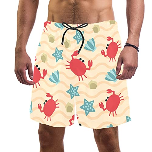 Short de bain homme avec doublure maille imprimé crabe rouge taille M
