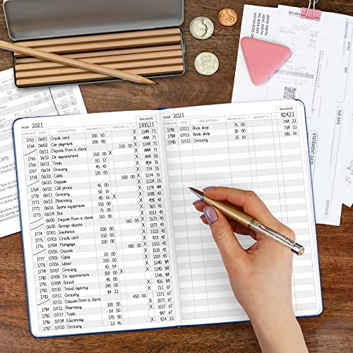 Skyline Check Register – Accounting Ledger Log Book For Income & Expenses – Transaction Checkbook For Small Business – Checking Account Notebook For Financial Transactions – A5, Hardcover, Mystic Blue #TOP5