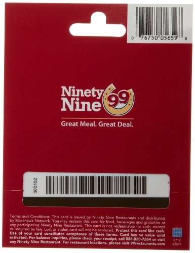 Ninety Nine Restaurants Gift Card $50