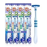Pierrot Tongue Cleaner – Dual Action Tongue Brush with Soft Rubber Filaments and Scraper, Ergonomic Non-Slip Handle, Pack of 4