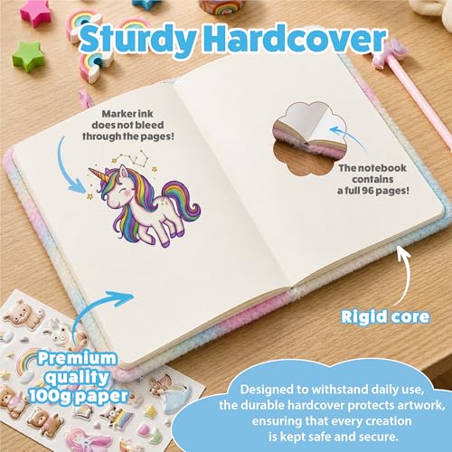 VOTUM Fuzzy Sketch Book: Personalized Artist Sketchbook: Sketching, Drawing and Creative Doodling. Notebook and Sketchbook to Draw and Journal (Cat Unicorn) by VOTUM - Used condition - Image 6