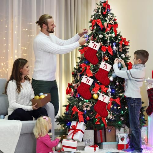 Putentfun Nikolausstrumpf Personalisiert mit Buchstaben Weihnachtsstrümpfe 20 cm Bestickter Nikolausstrumpf Christmas Stockings Weiß Bündchen Kamin hängende Ornamente Geschenkhalter für Weihnachtsbaum