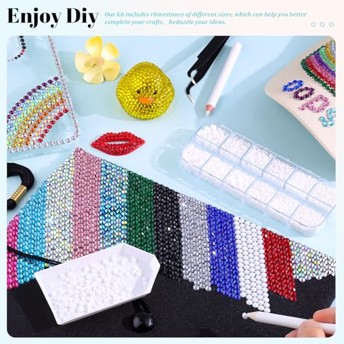 Image of 6100Pcs Resin Rhinestones for Crafting with 2Pcs 10ml B7000 Jewelry Glue, 1 Box Flatback Crystals Diamond (White) for Bedazzling Crafts DIY Nail Art Non Hotfix Gems for Clothing Shoes