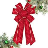 Habbiful Large Christmas Bow for Wreath, Christmas Wreath Bow for Front Door Wall Fence Decor Red Velvet Bow for Festival Home Pary Birthday Decoration