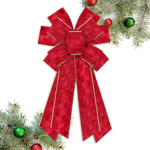Habbiful Large Christmas Bow for Wreath, Christmas Wreath Bow for Front Door Wall Fence Decor Red Velvet Bow for Festival Home Pary Birthday Decoration