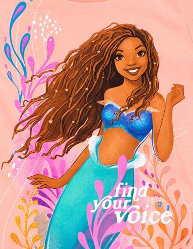 Image of Disney Princess Girls' 2-Piece T-Shirt and Leggings Set Toddler to Big Kid | 2-Piece Coordinated Set, Elastic Waistband Leggings, Breathable Cotton Fabric