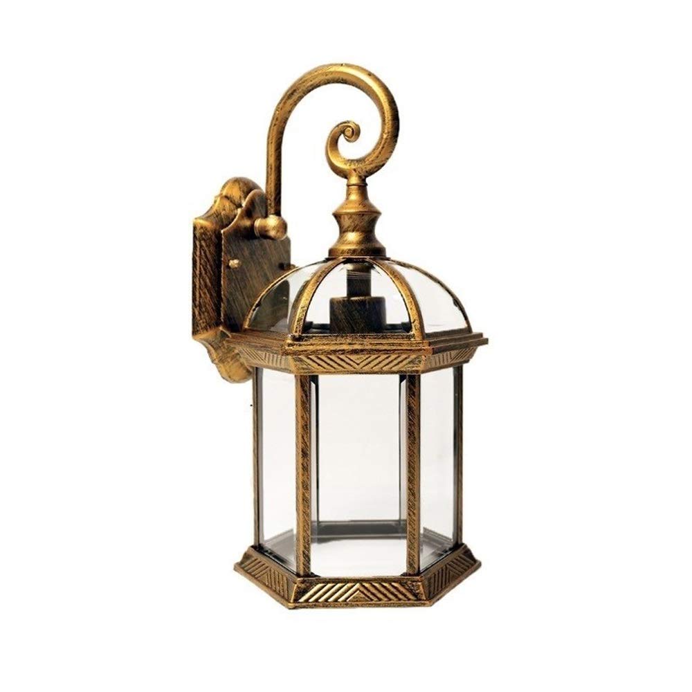 VDOQTLJT European Victoria Rural Gooseneck Aluminum Outdoor LED Wall Light Vintage Waterproof Clear Glass Lantern Porch Lamp Garden Balcony Villa Patio Sconce Fitting Needed