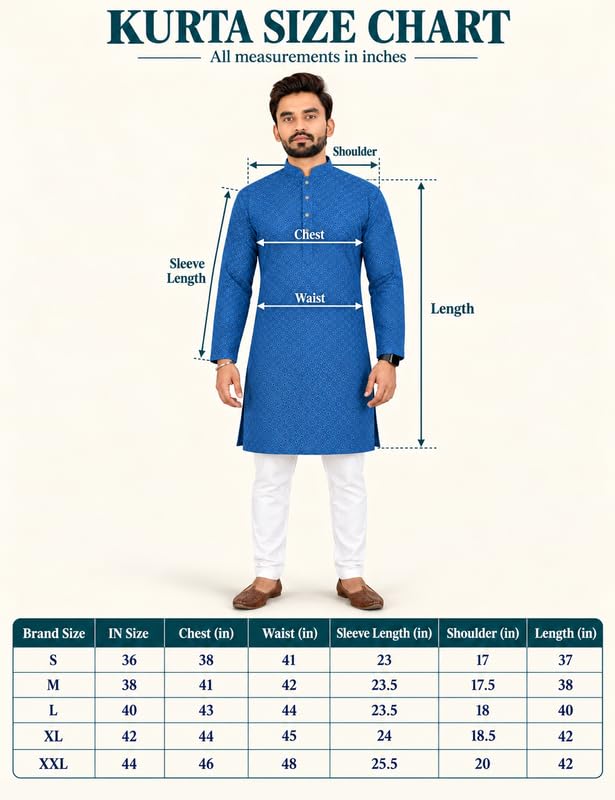 Image of Men's Lakhnawi Chikankari Kurta Set Cotton Ethnic Kurta Pajama for Men Wedding Festive Designer Indian Outfit Stylish Embroidered Kurta Set
