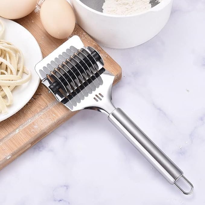 Stainless Steel Parotta Cutter for Kitchen (8 Inches) | Rust Resistant Pasta Spaghetti Roller - Dishwasher Safe Noodles & Dough Cutter & Mincer | Mulitpurpose Kitchen & Cooking Tool-image-42