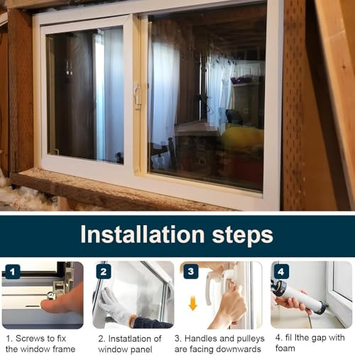 Ventanas corredizas de vinilo negro de 23x13 pulgadas para sótanos y cobertizos modernos 7