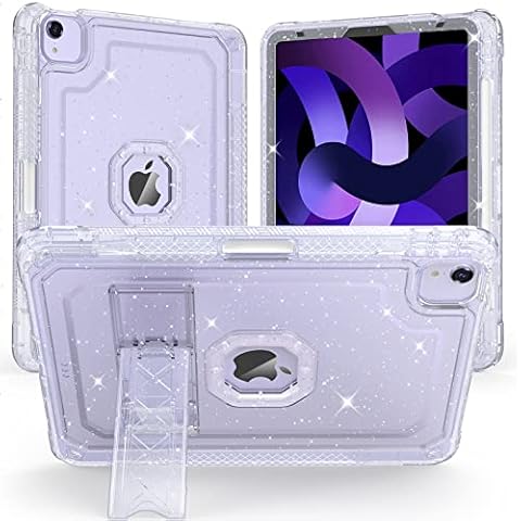 ZoneFoker for iPad Air 5th/4th Generation Case (2022/2020), iPad pro 11 inch Case (4th/3rd/2nd/1st Gen), iPad Air 10.9 case with Pencil Holder/Stand, Hard Sturdy Slim Cover for Girls, Clear Glitter Cover